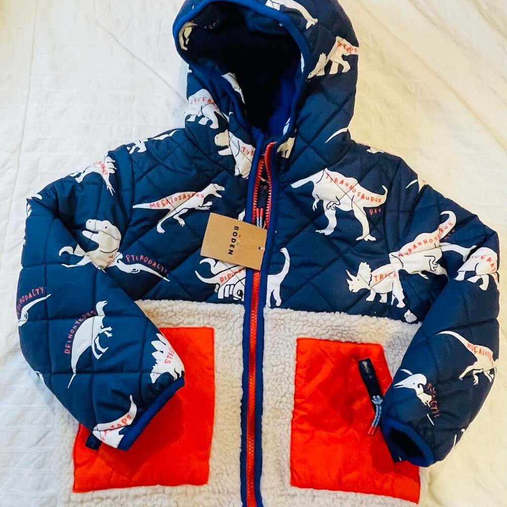 Mini Boden Borg Jacket Dinosaurs 4-5Y NWT